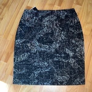Alfani Womens Pencil Cut Straight casual Skirt Black Pull On Abstract